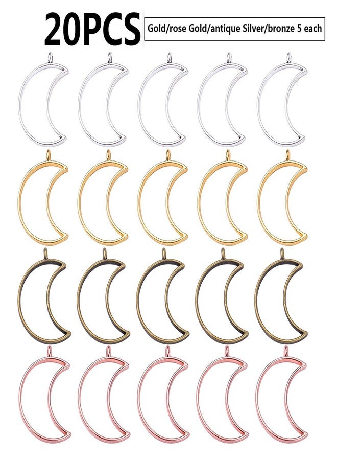 Excellentcrafts Half Moon Open Bezel Pendants Charms Resin Molds for Jewelry Findings DIY Pressed Flower Frame Mixed Color 20pcs - Image 2